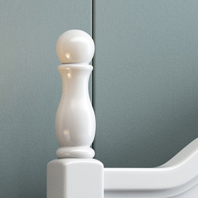 French Country Bed 83.46" Long Bed with Arched Headboard in White