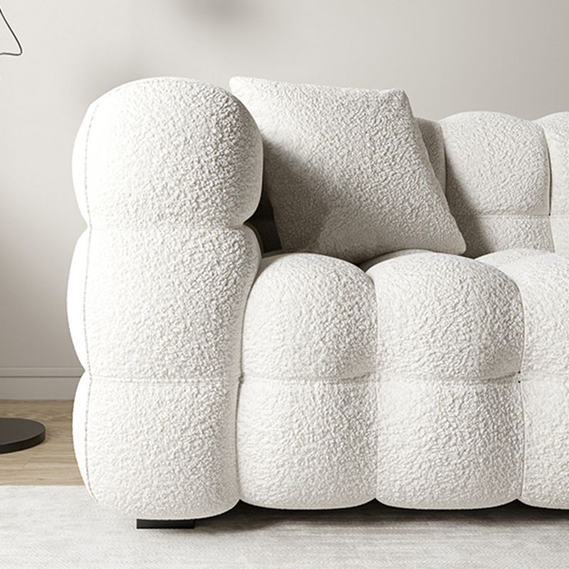 Bank met kussen terug met wol/imitatie lederen beige kussens