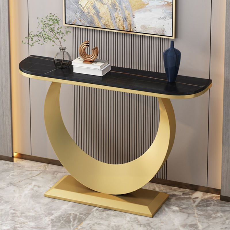 White/Black Console Table Glam Stone Console Table- 11.81" D x 29.5" H