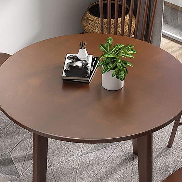 Table à manger en bois massif contemporain table de forme ronde avec base de 3 jambes