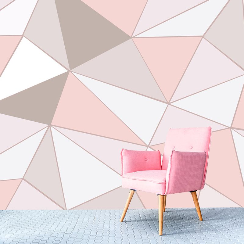 Modern 3D Geometric Wallpaper Murals Grey and Pink Water-Proof Wall Art for Home