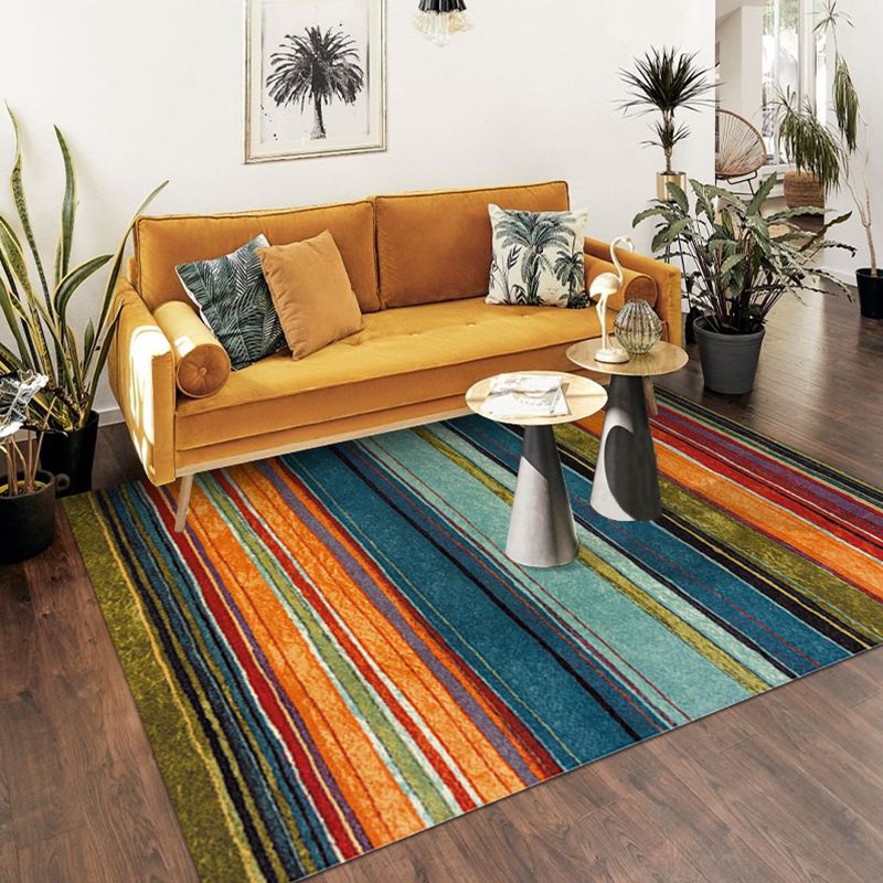 Bohemian Tribal Printed Rug Polyester Area Carpet Non-Slip Backing Indoor Rug for Living Room