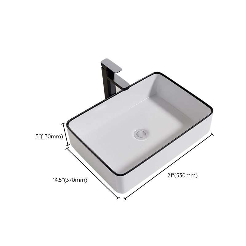 Contemporary Bathroom Sink Porcelain Oval-Shape Vessel Bathroom Sink with Pop-Up Drain