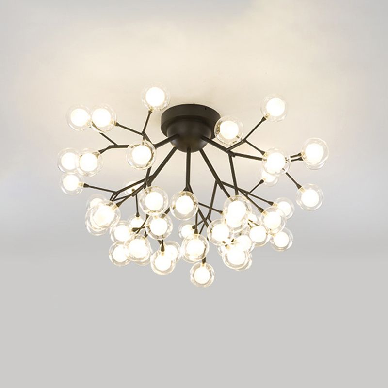 Metallic Tree Branch LED Semi Flush Light Nordic Style Flush Mount Ceiling Chandelier