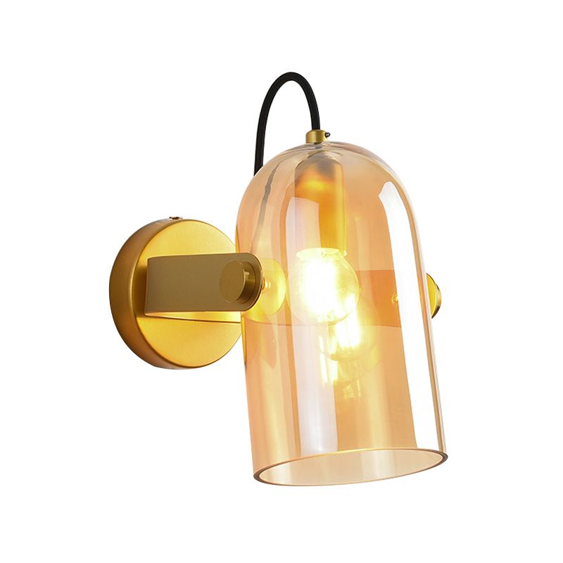 Swivel Shade Cloche Bedside Sconce Ideas Amber/Smoke Glass 1 Bulb Vintage Wall Mounted Light
