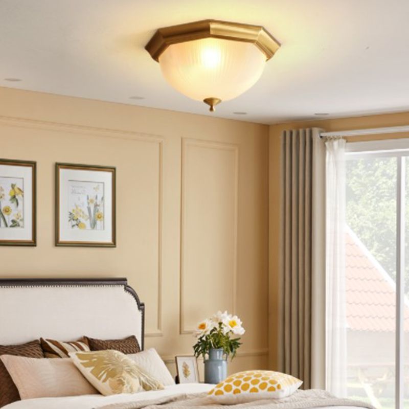 Glass Flush Mount Ceiling Light Brass Ceiling Lighting in Gold for Living Room Dining Room
