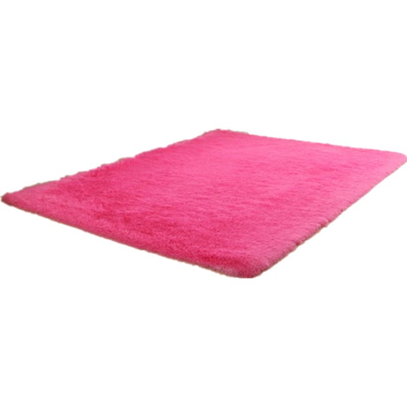 Puffy Multicolor Plain Rug Synthetic