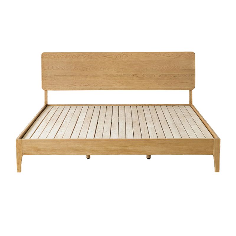 41.33" Height Solid Wood Standard Bed in Natural with Rectangle Headboard