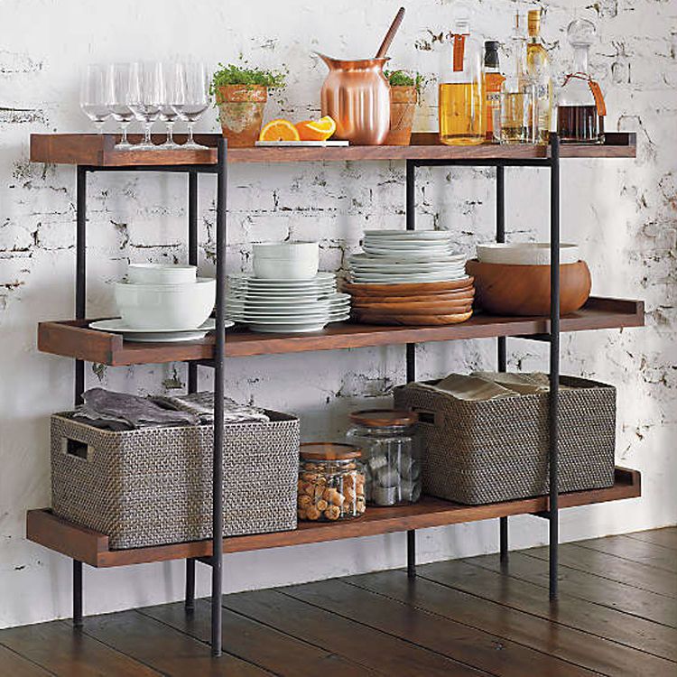 Modern Solid Wood Bookshelf Brown Etagere Open Shelf Vertical Bookcase