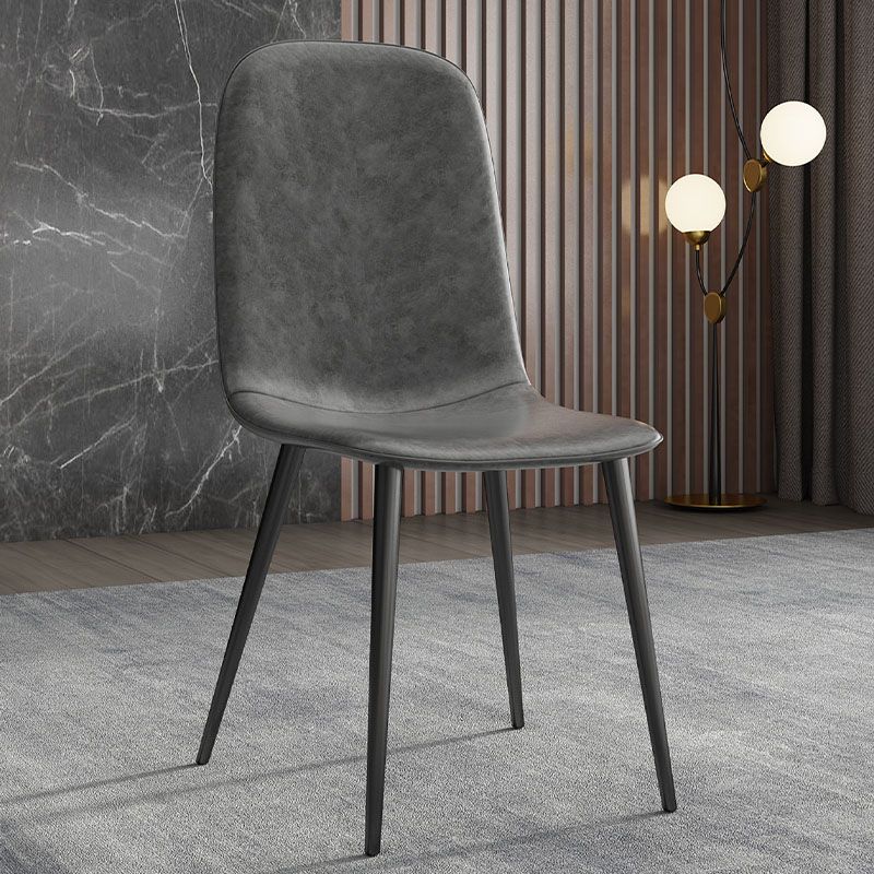 PU Leather Dining Chairs Industrial Design Armless Solid Back Dining Chairs