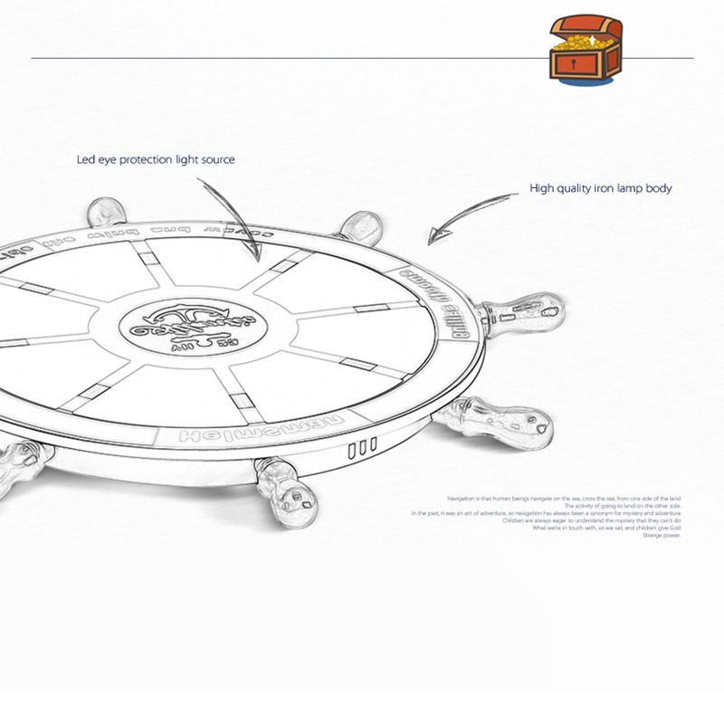 Children's Room Ceiling Light Fixture Nordic Modern Minimalist Style Boy Bedroom Creative Cute Cartoon Marine Rudder Lamps