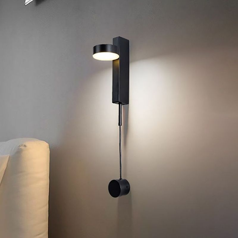 Modern Simple Drum Shade Wall Light Metal LED Wall Lamp for Bedroom in White/Warm Light