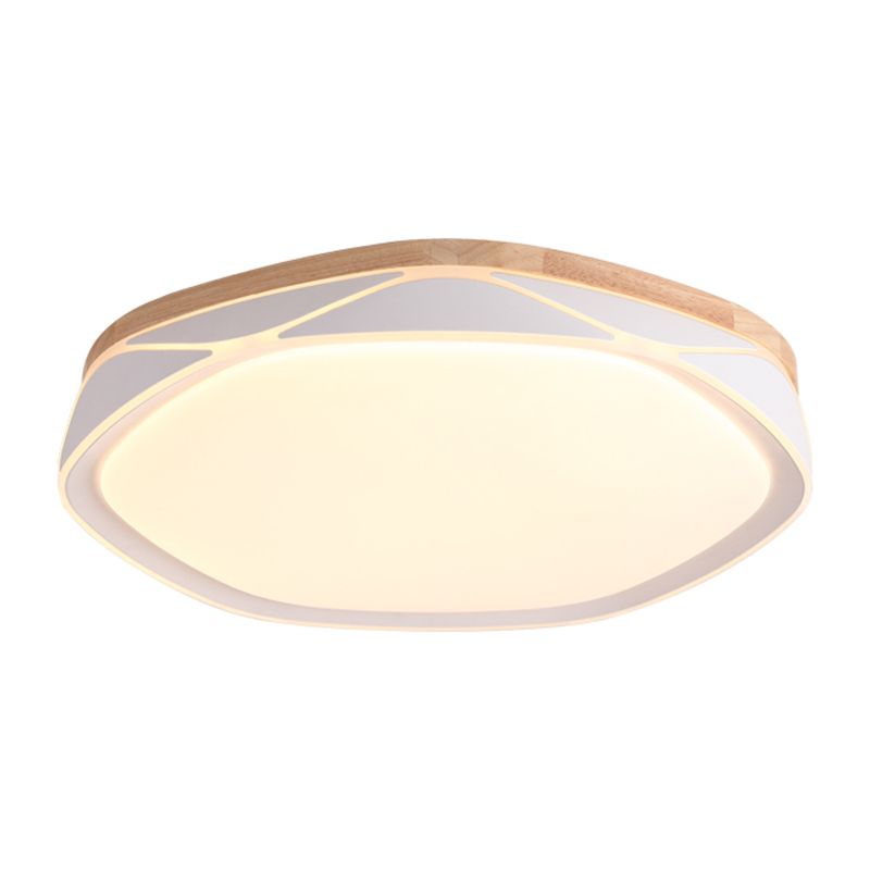 Plafonnier encastré en bois de forme géométrique, éclairage encastré moderne à 1 lumière en marron