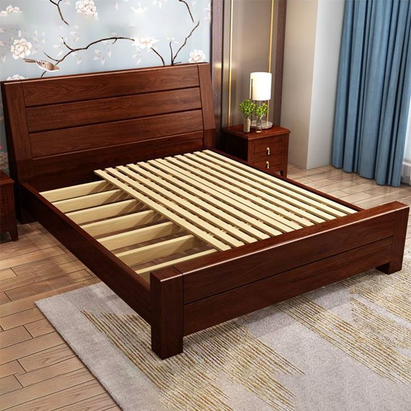 Mid-Century Modern Bed in Pine Wood with Sleigh Headboard Sleigh Bed