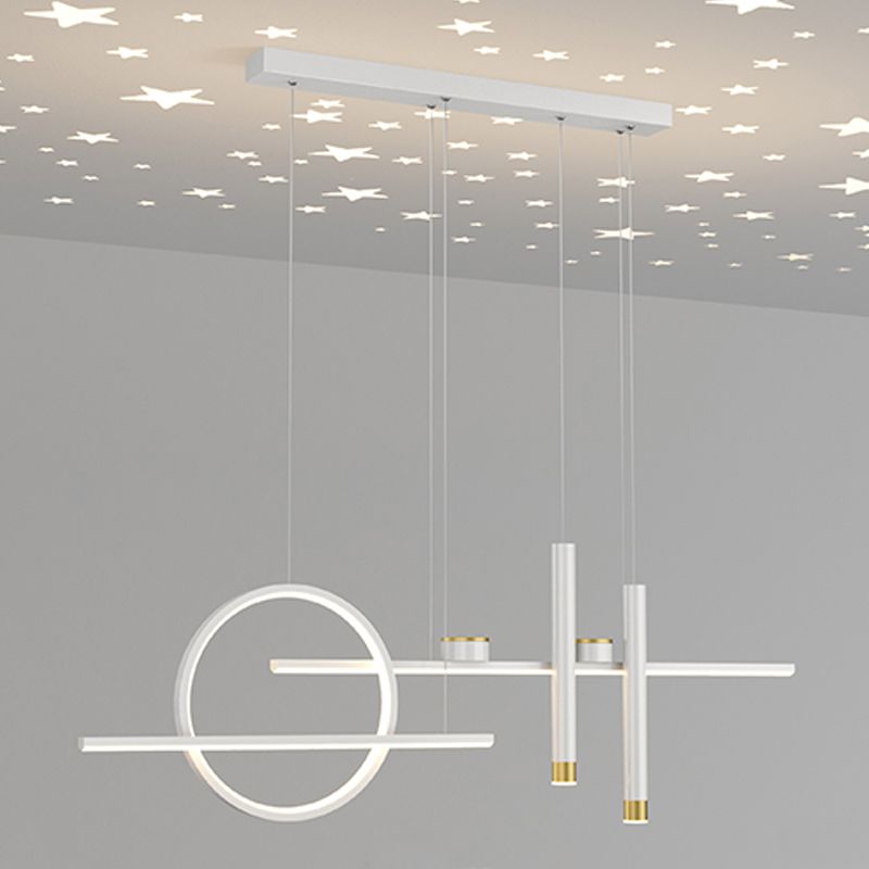 7 luces de isla geométrica ligera Candelera de isla de metal contemporánea