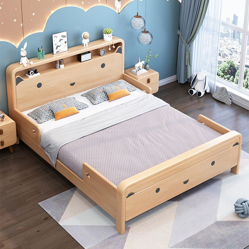 Scandinavian Rectangular Panel Headboard Standard Bed with Legs