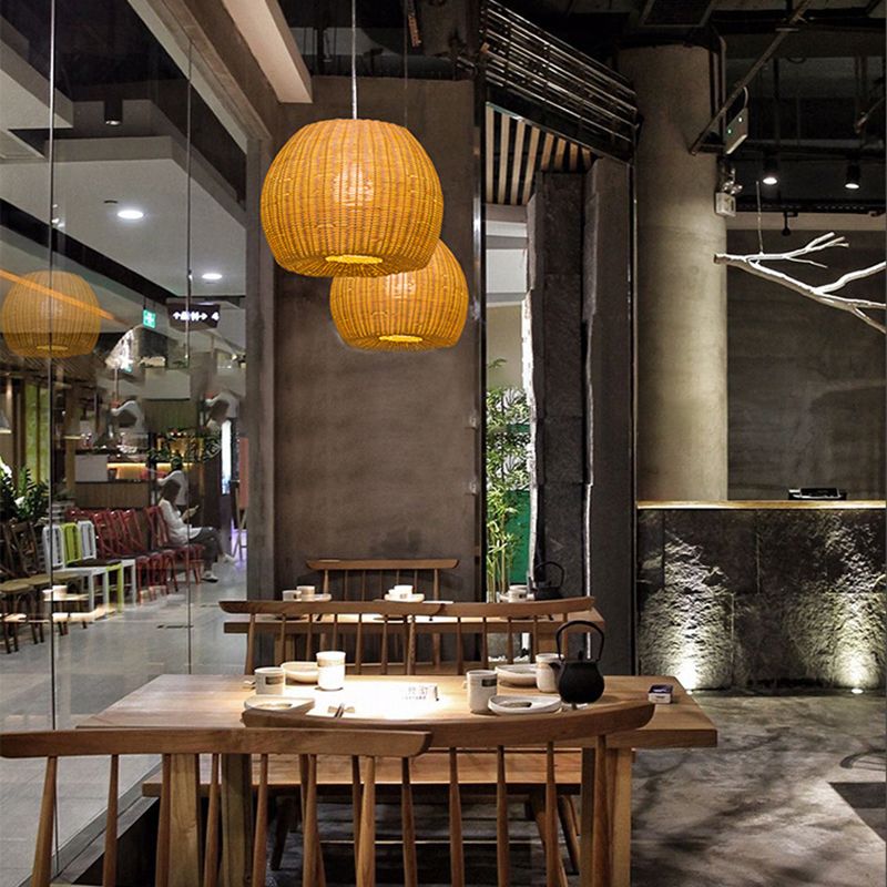Dome Tree à la main Roard suspendu Pendentif Pendentif 1-Bulb Bulb Beige Suspension Light for Restaurant