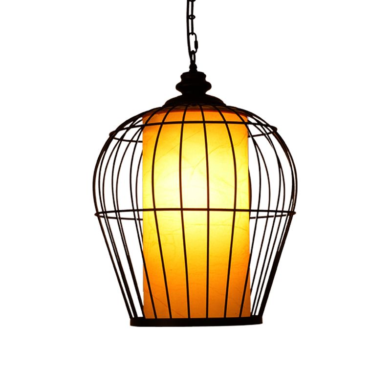 Single Single suspension Simplicité Cadre de fer Cage d'oiseau Éclairage en suspension