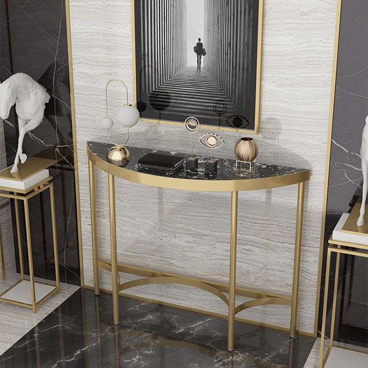 Modern Marble Console Sofa Table Half Moon Shape End Table for Hall