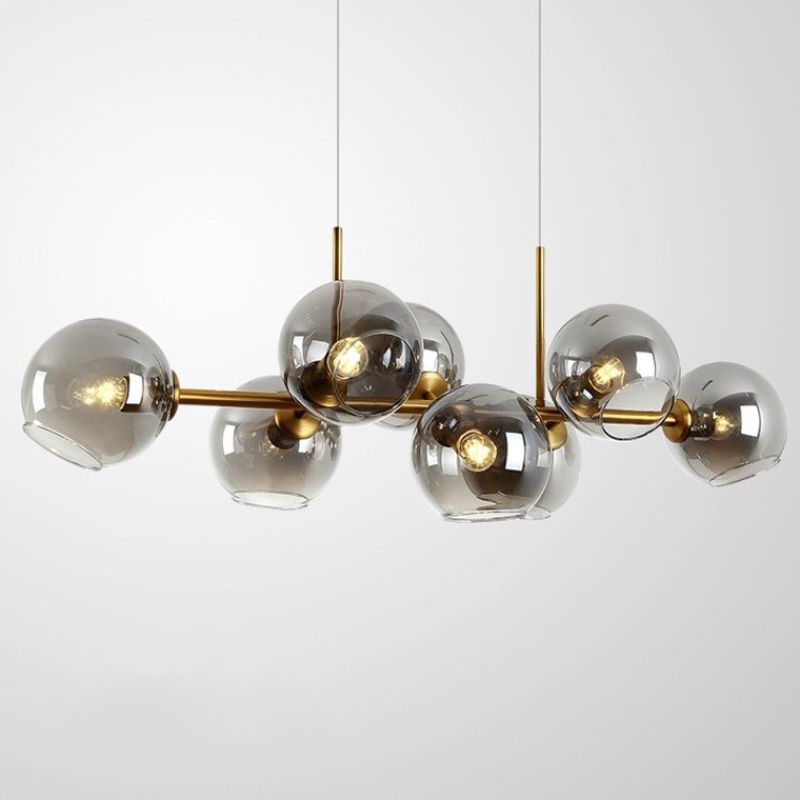 8-Lights Modernist Island Pendants Glass Pendant Lights for Dining Room