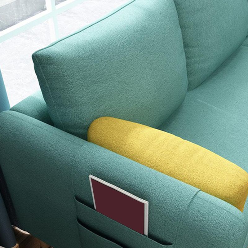 Scandinavian 32.28 " H Cotton Blend Square Arm Sofa & Chaise