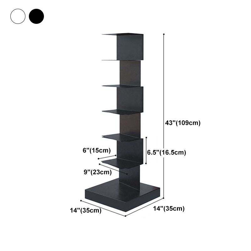 Modern Metal Bookshelf Geometric Vertical Closed Back Bookcase in Burnish