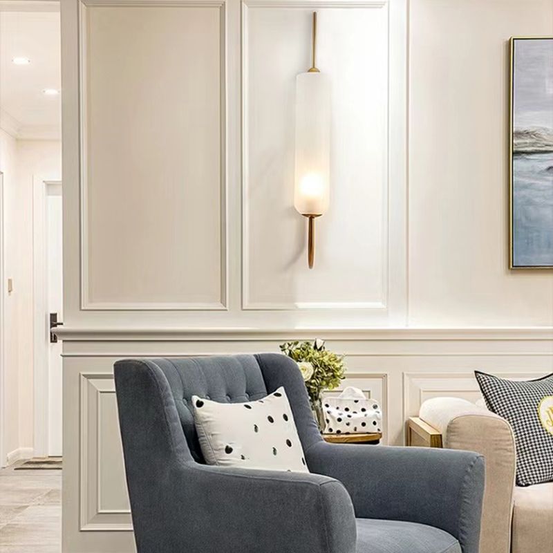 Glass Cylinder Wall Light Sconces Minimalism 1 Light Wall Mounted Lamp