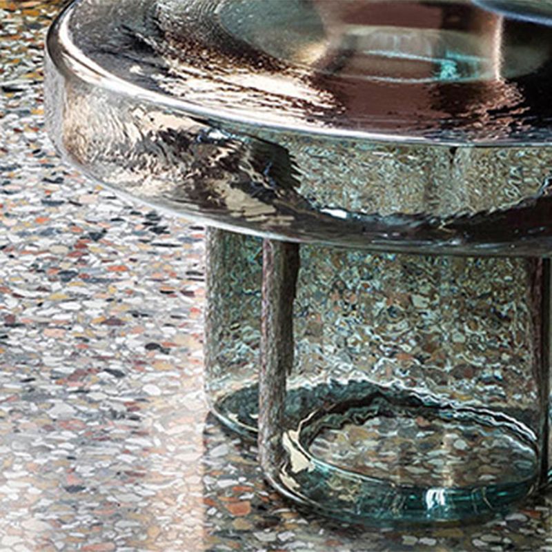 Contemporary Round Glass Top Sofa Side Accent Table Pedestal Side End Table