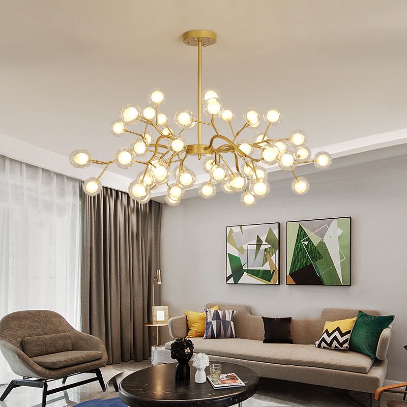 Multi Head Chandelier Light Fixtures Restaurant Glass Hanging Chandelier