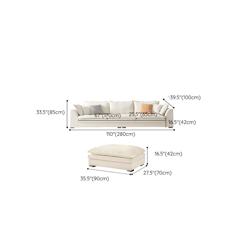 Contemporary Velet Sofa with Pillow Back and Square Arm in Wood