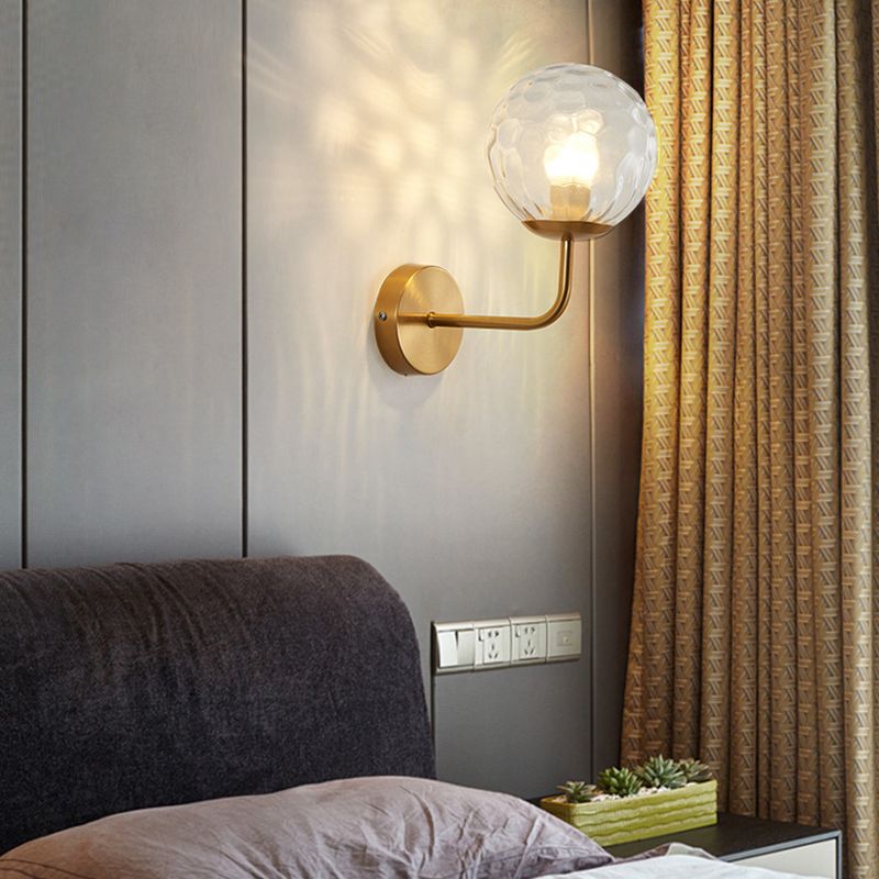 Metal Modern Wall Sconce Ball Shape Vanity Light with Glass Shade for Bathroom