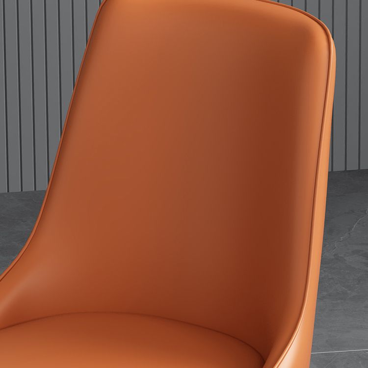 Modern Simple Side Chair Faux Leather Dining Chair with Metal Base for Bedroom