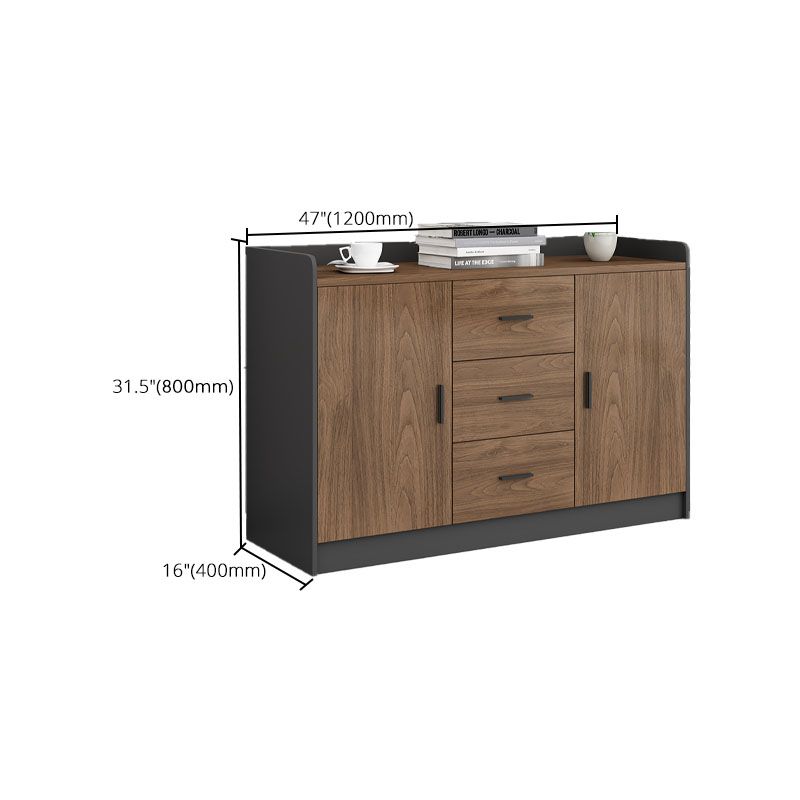 Modern Brown Engineered Wood Filing Cabinet with Drawers for Home Office