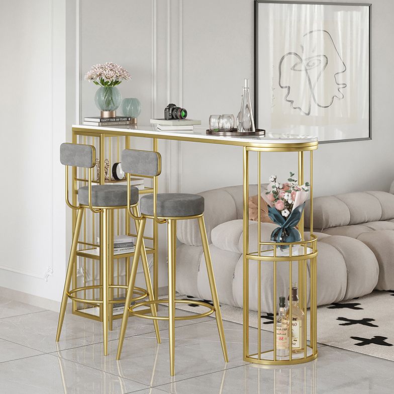 Modern Style Bar Table Set 1/3 Pcs White Granite Bar Table Set