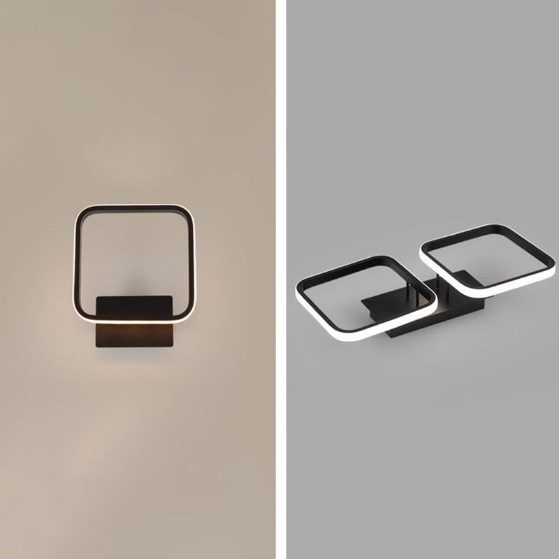 Plafonnier carré en aluminium, simplicité, lumière LED noire, Semi-affleurante pour hall d'entrée