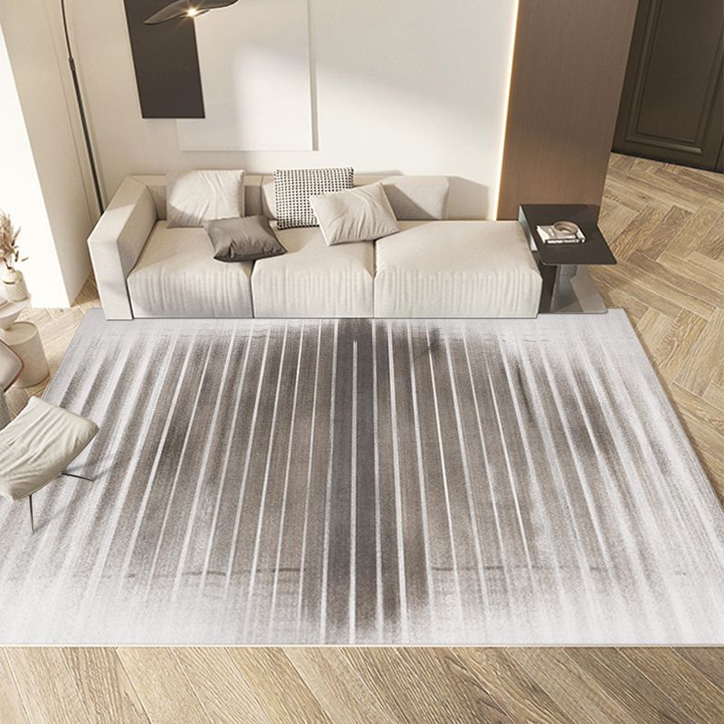 Light Grey Striped Carpet Polyester Casual Carpet Stain Resistant Carpet for Sitting Room