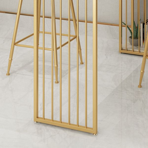 1/3 Pieces Glam Iron Bistro Set Rectangle White Faux Marble Top Bar Table Set with Shelf