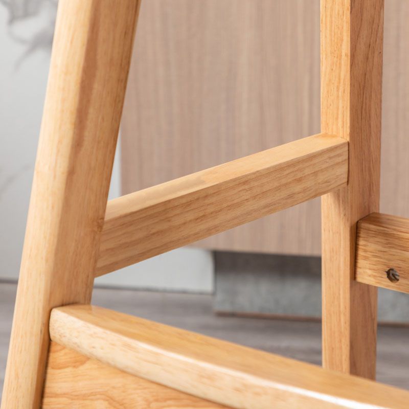 Scandinavian Milk Tea Shop Footrest Stool Matte Finish Solid Wood Bar Stool