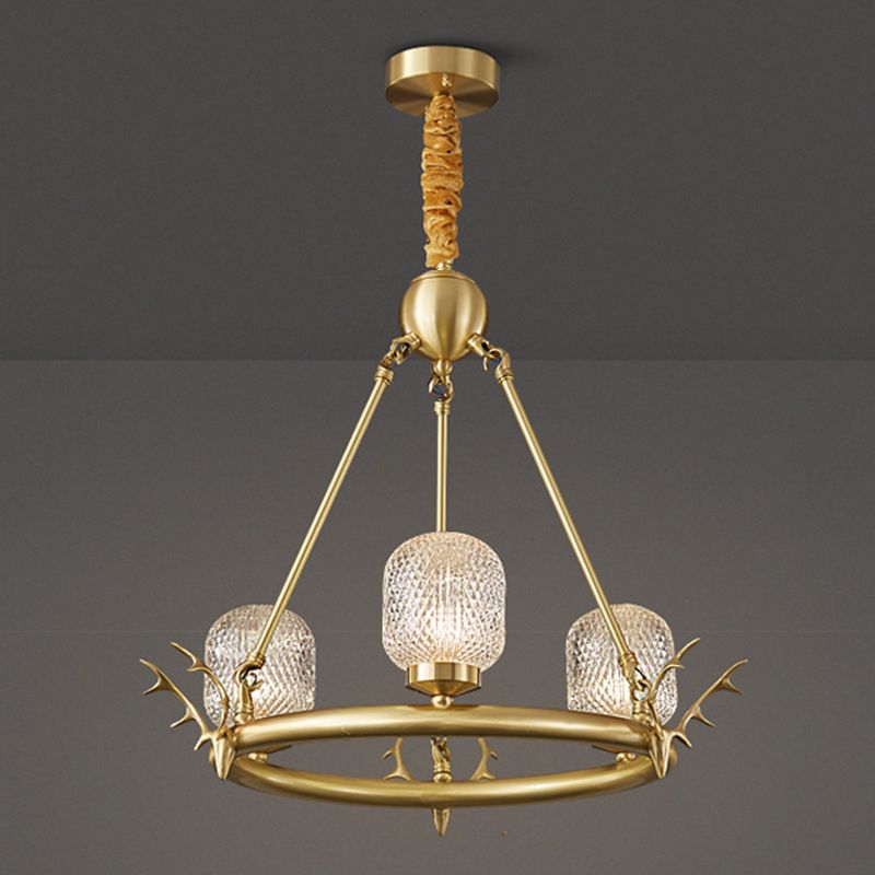 Wagenrad-Kronleuchter-Beleuchtung moderne Multi-Head-Suspensionslicht mit klarem Glasschatten