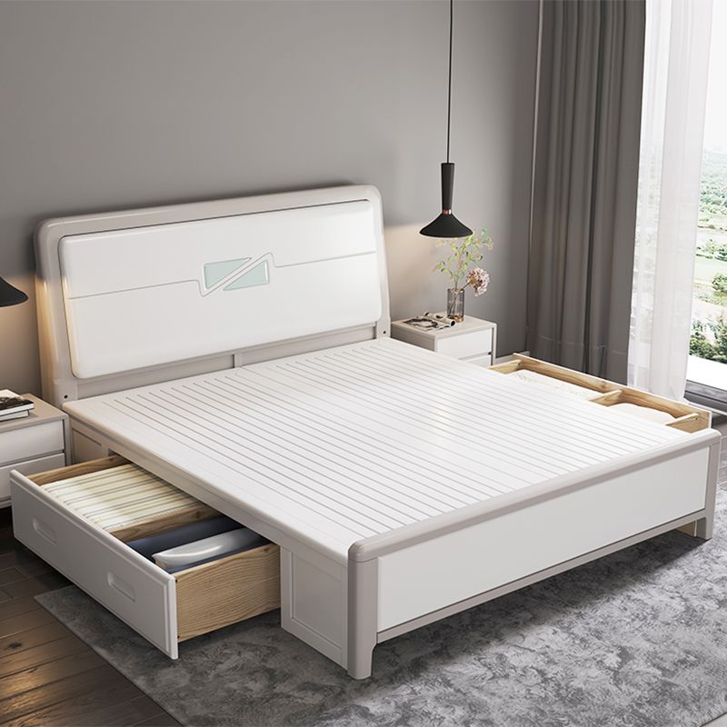 Contemporary Wood Standard Bed with Rectangular Panel Headboard