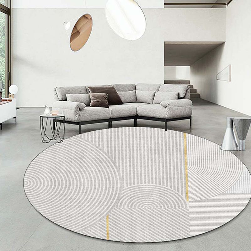 Light Brown Stirpe Rug Polyester Casual Rug Non-Slip Backing Rug for Living Room