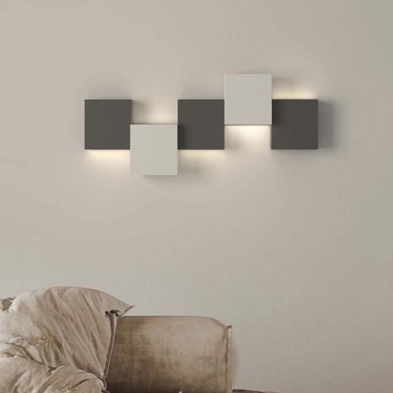 Modern Metal Wall Sconce Square Shape Wall Light with Silicone Shade for Bedroom