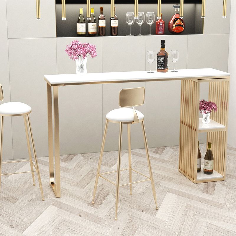 1/2/3 Piece Marble Bar Table Set Matte Finish Upholstered Bar Stool and Table Set