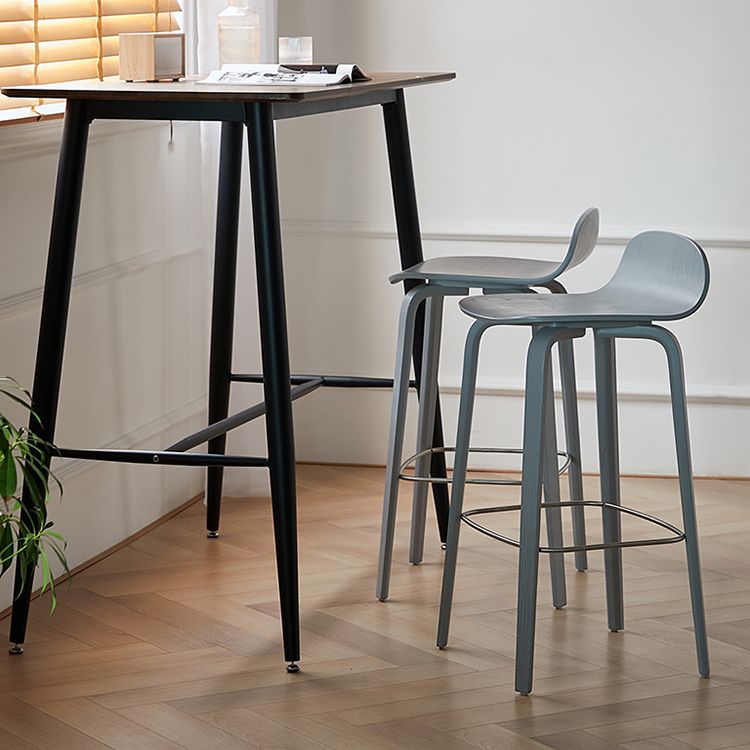 Contemporary Beech Wood Bar Stool Low Back Stool for Living Room
