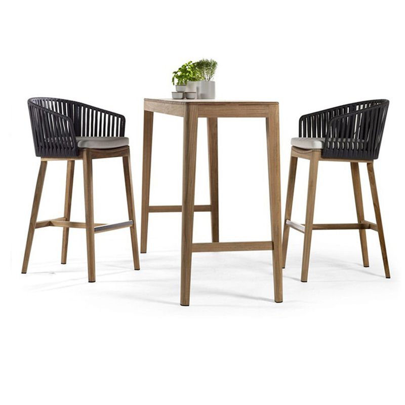 Contemporary Low Back Dining Stool Bucket Bar Stool with Footrest