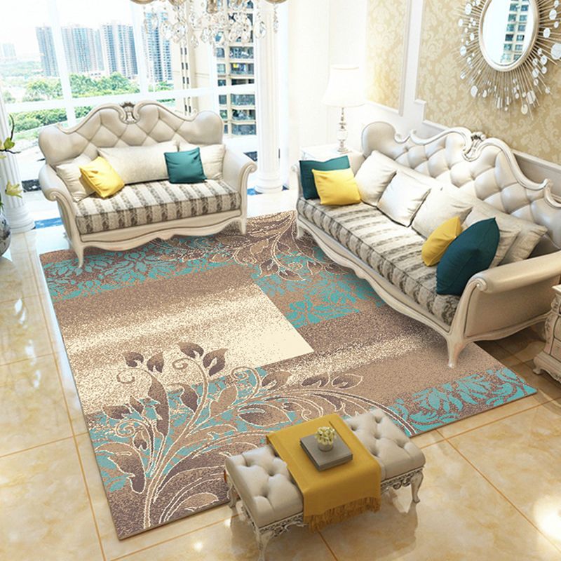 Casual Digital Print Floral Rug Multi-Color Modern Rug Polyester Stain Resistant Anti-Slip Backing Washable Carpet for Great Room