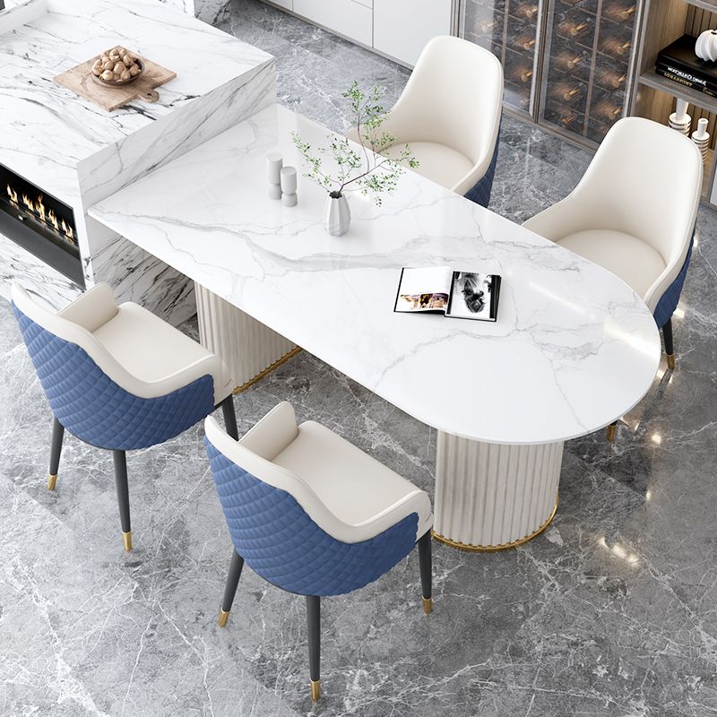 Metal Contemporary Free Form Dining Table Marble Table for Dining Room and Kitchen