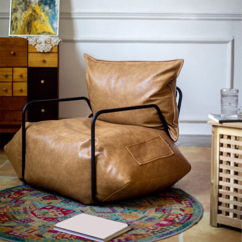 Faux Leather Chair with Square Arms and Storage Chair for Living Room