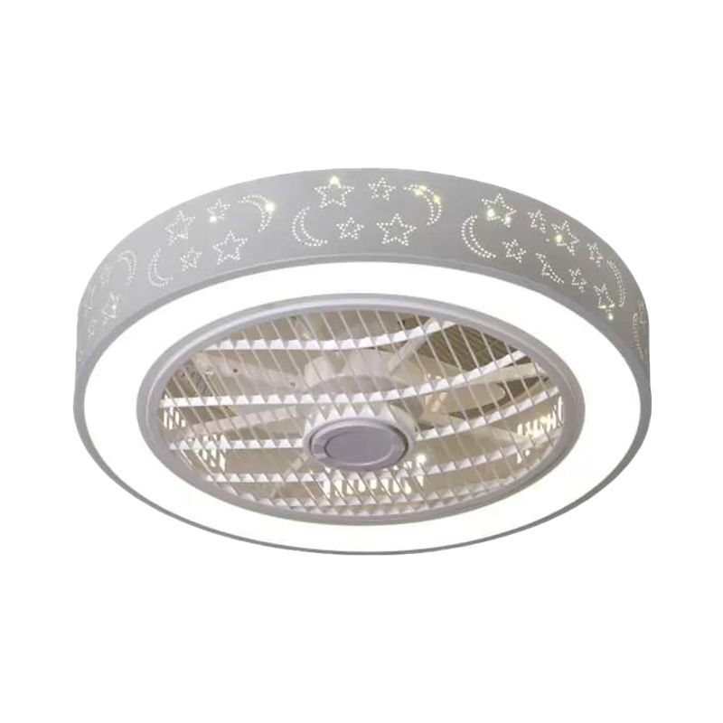 Acrylrunde Laser-Schnitt-Deckenventilator Moderne LED White Semi Flush Mount, 23 "breit