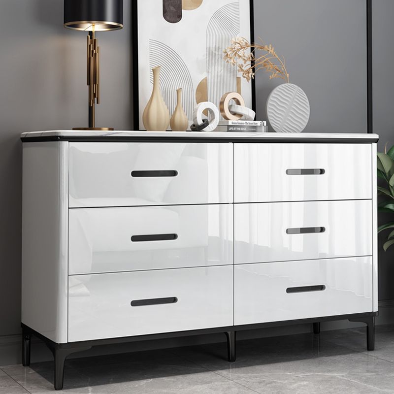 Contemporary Stone Chest Bedroom Storage Chest in White with Drawers